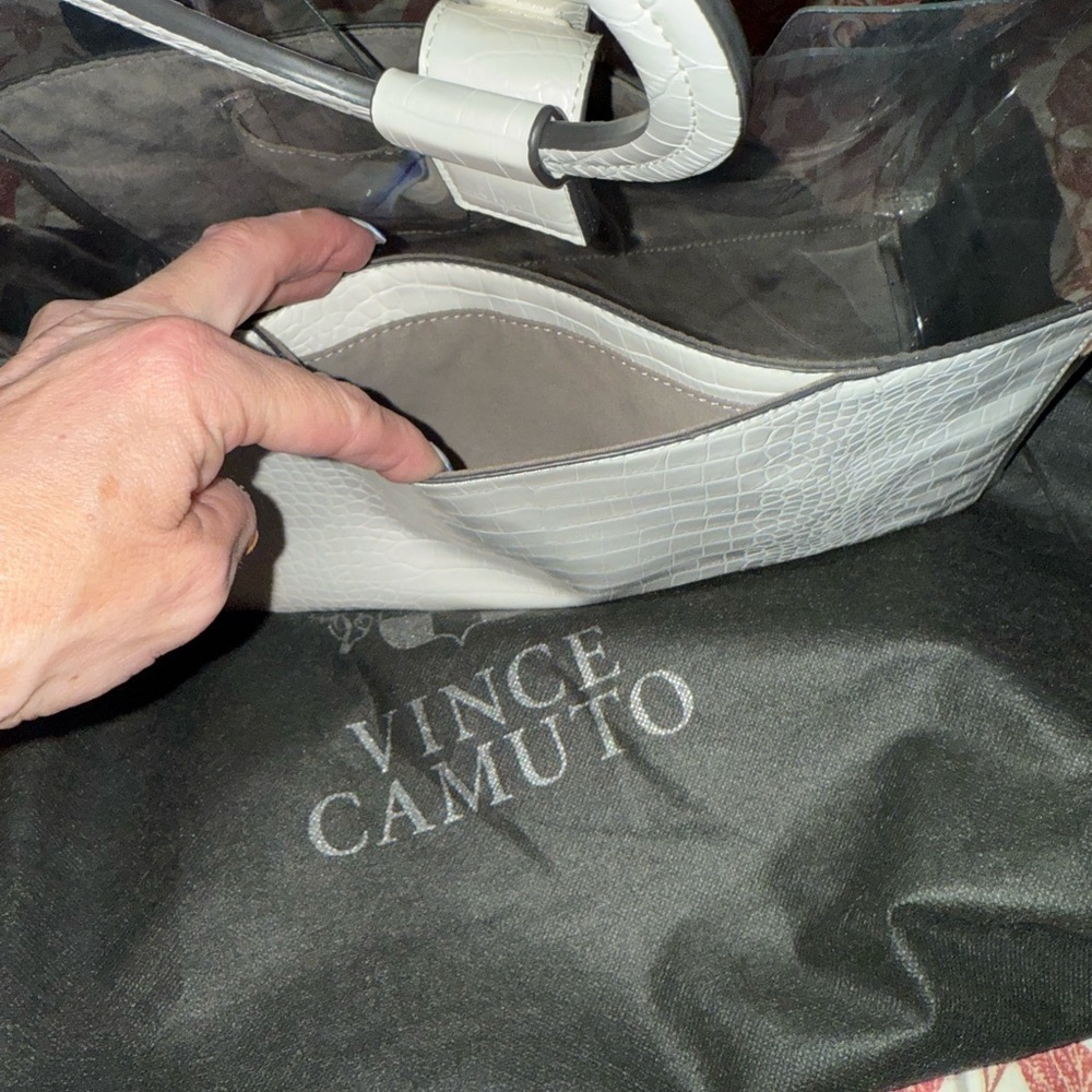 Vince Camuto White crocodile Textured Tote Bag - Picture 6 of 7